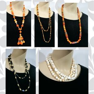 Lot Of 5 Mod Retro 70s Plastic Necklaces